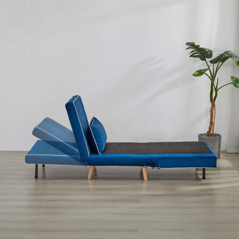 Chaise convertible en velours pliable, Bleu
