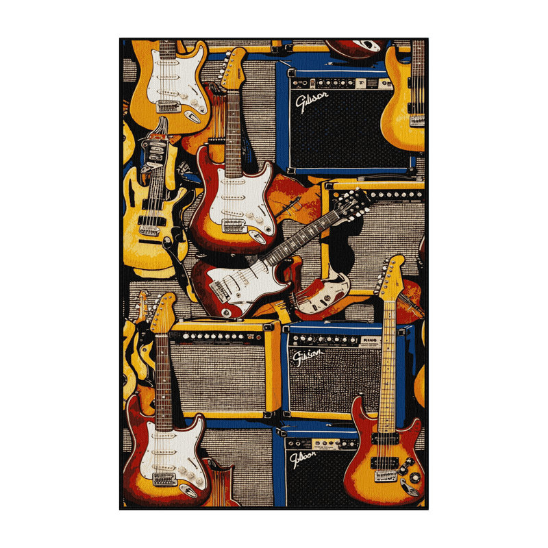 Tapis lavable pour guitare électrique et amplificateurs, Rectangle 6 pi x 9 pi