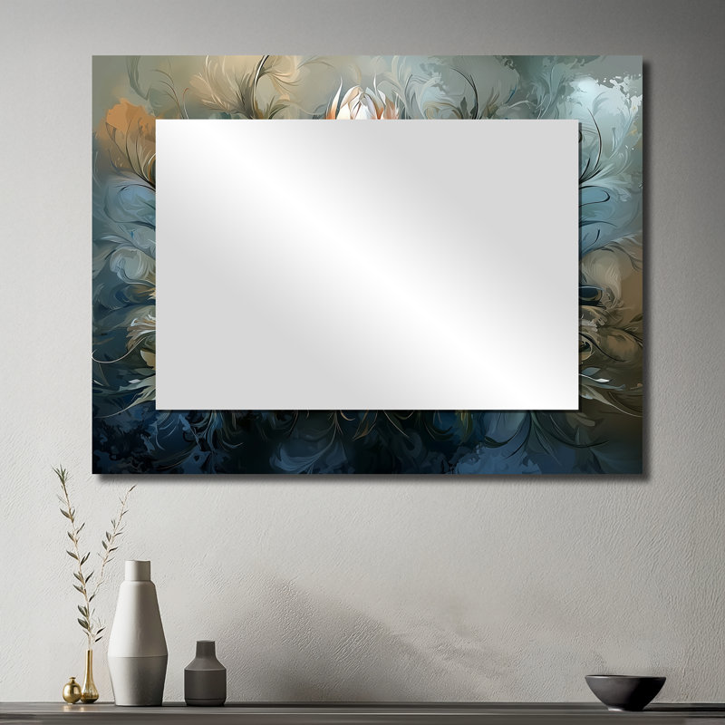 «Winter Thistle Song» Harmony I - décoration murale miroir floral - imprimé sur métal, 30" x 40"