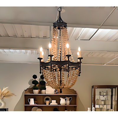  Lustre empire festonné à 8 lumières Zehlani avec perles et accents