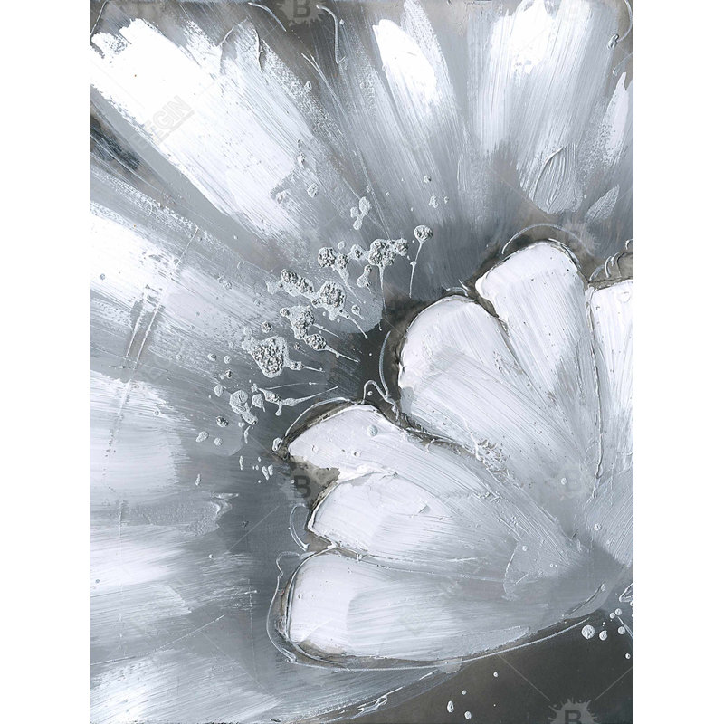 Fleur blanche avec éclaboussures de peinture - Toile grise