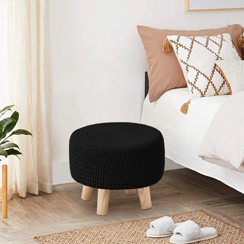 Wood Accent Stool, Black