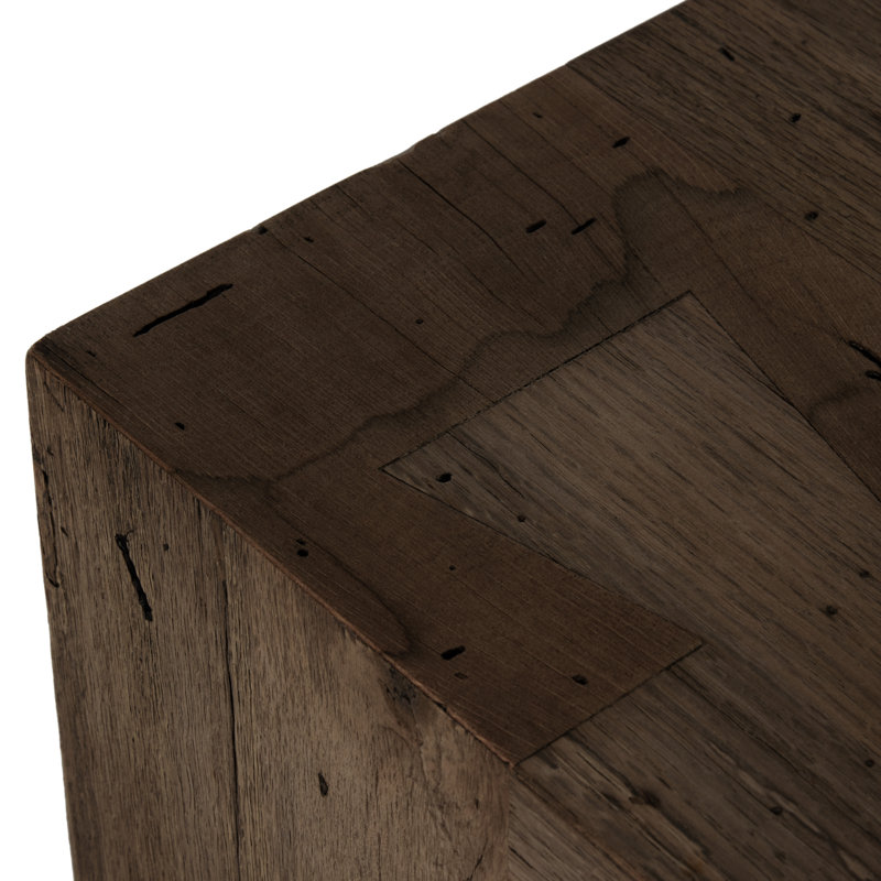 Abaso Solid Wood Dining Bench, Ebony Rustic Wormwood Oak