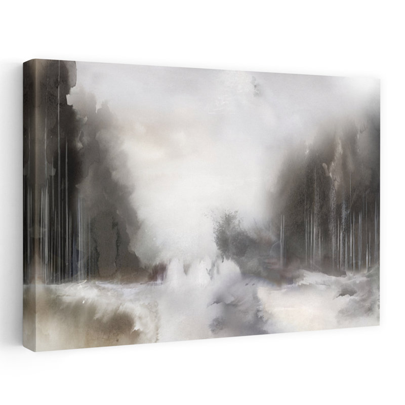 «Mist Over Silent Forest Path Abstract Contemporary Landscape Nature», art mural, H 40 po x l 60 po