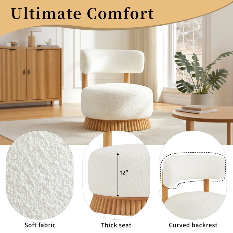 Chaise d'appoint rembourrée Brynn, Beige