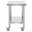 Table de préparation en acier inoxydable avec roulettes 24 x 30 avec roulettes