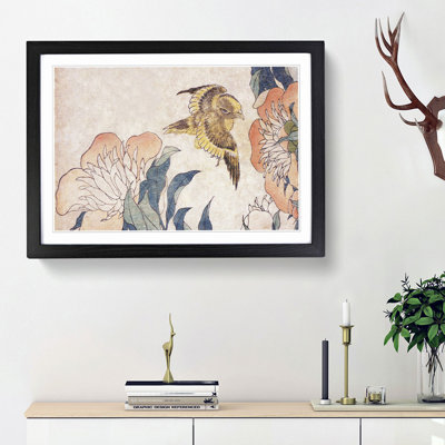 Peony Flower & Canary by Katsushika Hokusai - Picture Frame Painting Print