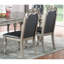 Ensemble de salle à manger à finition argent / gris traditionnel traditionnel 7 pièces avec chaises d'appoint en bois d'hévéa et coussins de dossier capitonnés