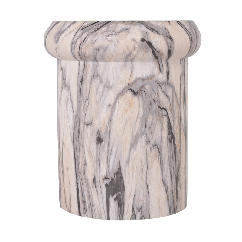 Table d'appoint sculpturale en simili marbre et travertin de 18,11 po de hauteur EOS de Eos, Marbre encre