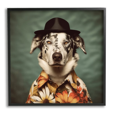 Ba-932-Framed " Dog In Floral Shirt "