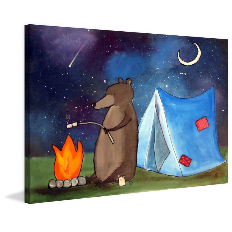 « toasting des guimauves » par andrea doss, reproduction d’art sur toile tendue, 24 po x 36 po