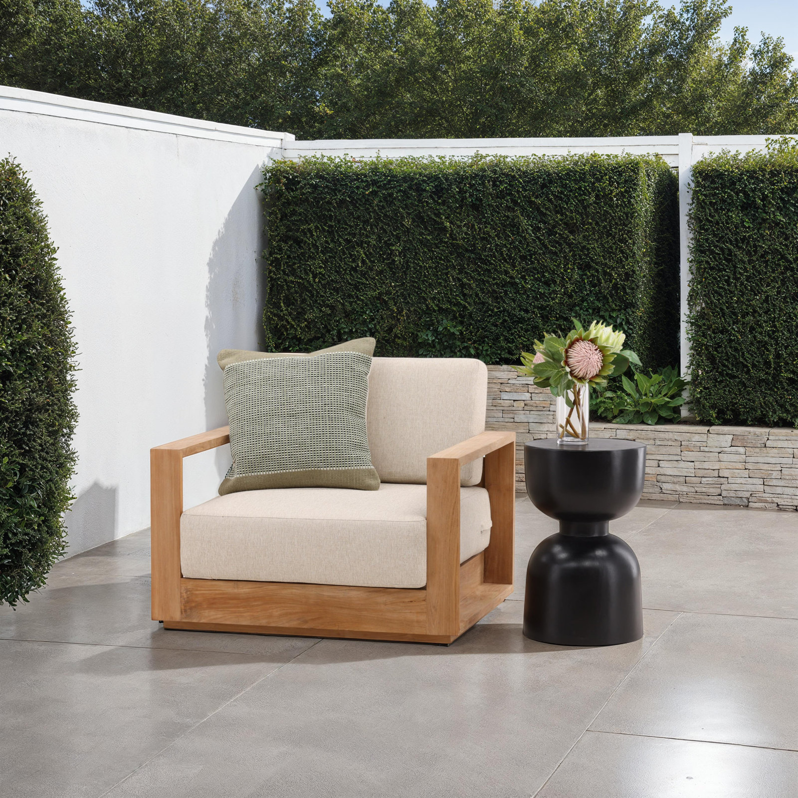 Cresson 15'' Stone Outdoor Side Table, Black