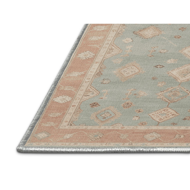 Tapis beige lavable à la machine Afyon, Carré 3 pi