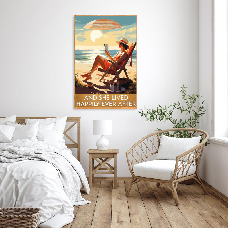 «Beach And She Lived Happily» sur toile, L 24 po x H 36 po x P 1,25 po