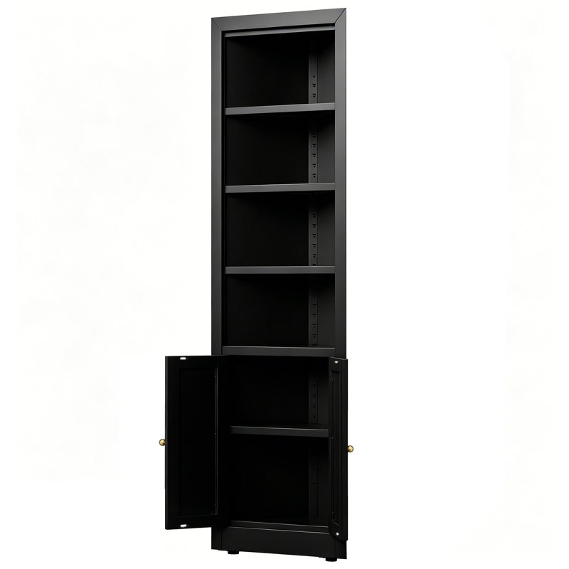 Grande armoire de rangement d'angle avec 2 portes et tablettes réglables, Black