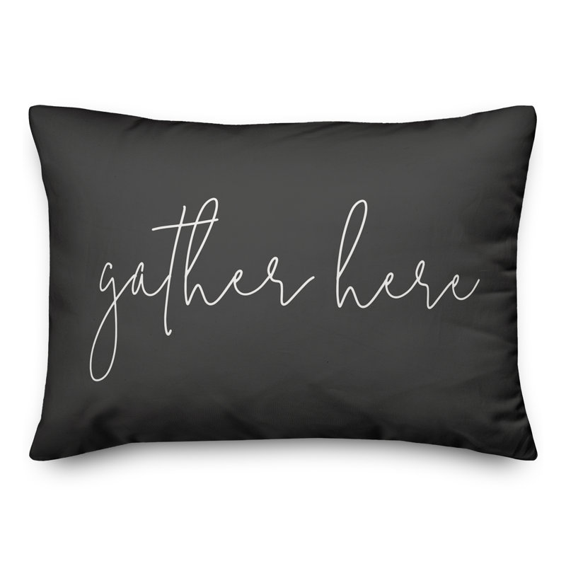 Textual Outdoor Throw Pillow, Charcoal