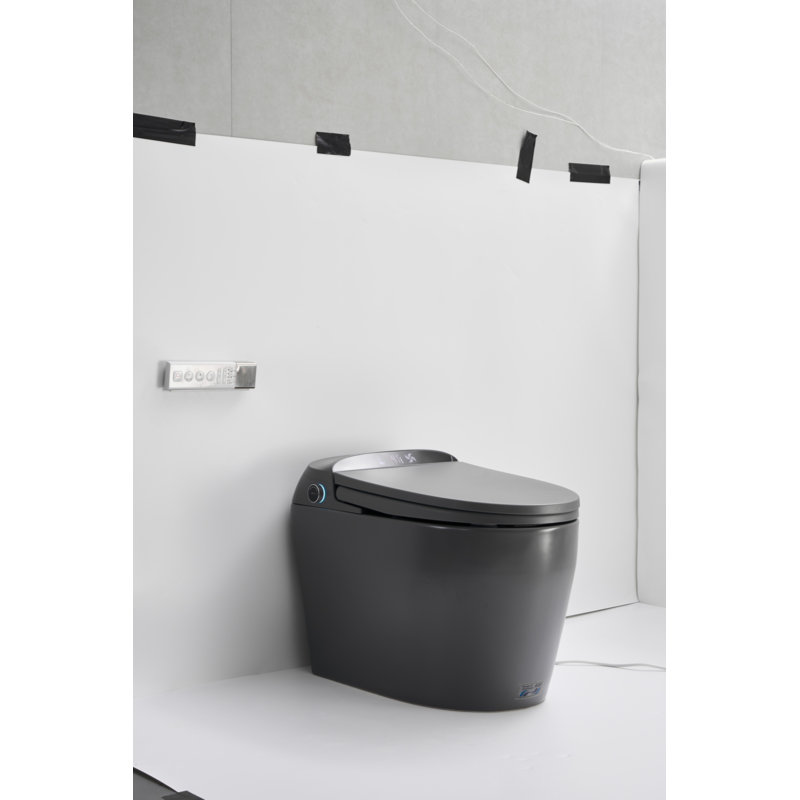 Toilette une pièce à plancher allongé avec télécommande et couvercle automatique