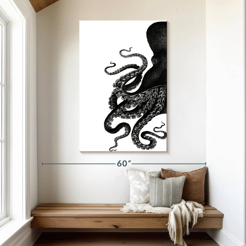Brampt Octopus Black And White I, 48" H x 32" W