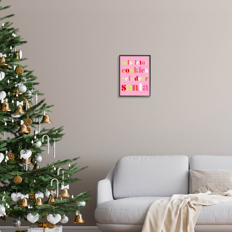 Mistletoe Cookies Reindeer Santa AT-281, H 14 po x l 11 po x P 1,5 po, Giclée encadrée noir minuit