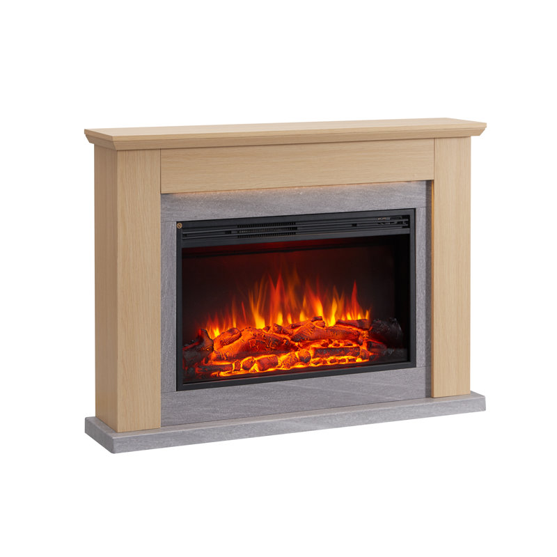 INGLETON FLAMME 121cm W Electric Fireplace with, Natual Oak