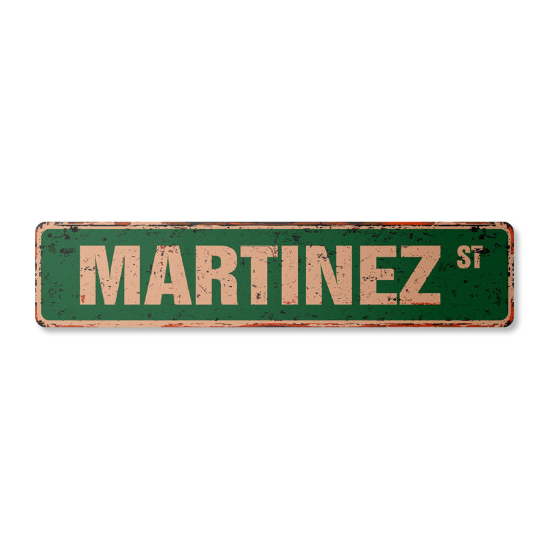 Plaque de rue en plastique robuste 7 po x 30 po Martinez, H 7 po x l 30 po x P 0,1 po