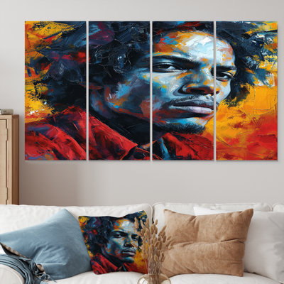 Young Bob Marley Rastafari Portrait - Abstract Portraits Wall Art For Living Room 4 Piece