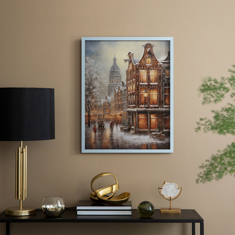 «Christmas Holiday Art DLXVIII», reproduction d'art encadrée - bois massif, H 21 po x l 17 po, Bleu