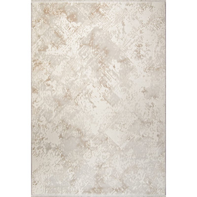 Tapis tissé à la machine à motif abstrait crème, tapis en polypropylène Home Decor, tapis pour salon - 5 x 8, 6 x 9