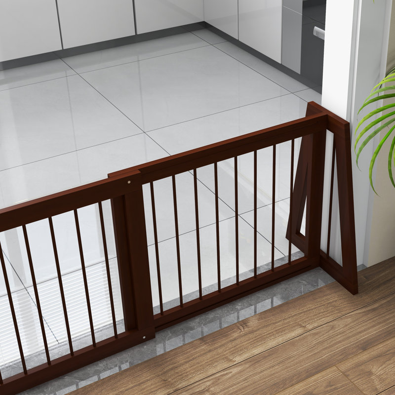Barrière pour animaux autoportante en bois pour chien avec une longueur rétractable de 28 à 75 po