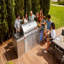 Îlot de cuisine extérieur 82,5 pouces 6 brûleurs Barbecue au propane 83500 BTU 304 en acier inoxydable avec certification CSA, ETL + évier + réfrigérateur