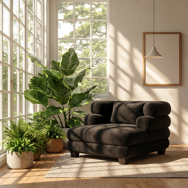 Canapé surdimensionné rembourré en chenille l 58,7 po x P 52,4 po x H 31,1 po Modern