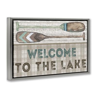 «Rustic Welcome Lake Oars», toile flottante encadrée par Elizabeth Medley