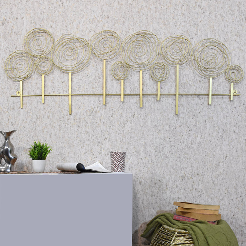 HANDMADE ECO-FRIENDLY 100% IRON GEOMETRIC PATTERN GOLD MULTICOLOR LARGE METAL WALL DÉCOR - 55" x 19.5" Size, Gold Multicolor Color, Geometric Design, Metal Wall Art For Living Room, Study Room, Office