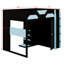 Lit mezzanine en bois avec bureau, tablettes de rangement multiples et port USB-1246337024