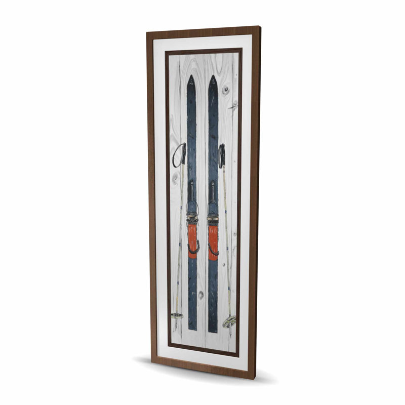 Blue Ski Vintage - reproduction encadrée avec passe-partout pour la décoration intérieure