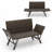 Patio Convertible Sofa for 2 w/ Adjustable Armrests Metal Frame Wicker Couch Outdoor