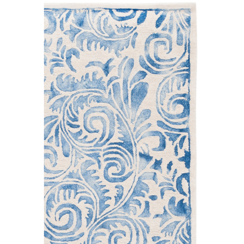 Oakton Hand Tufted Wool/Cotton/Latex Paisley Rug in Ivory/Blue, Rectangle 8' x 10'