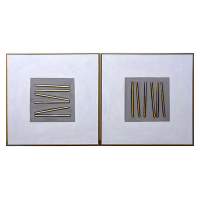 Pick Up Sticks (Set Of 2) - 48" X 48" - Gold Floater Frame