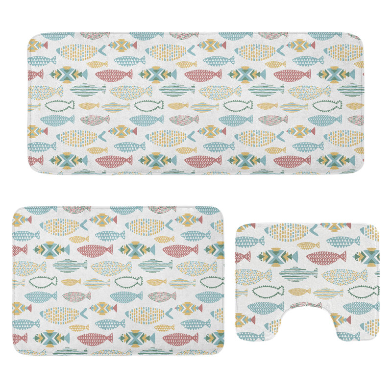  Multicolore poisson ensemble de tapis de salle de bain 3 pièces