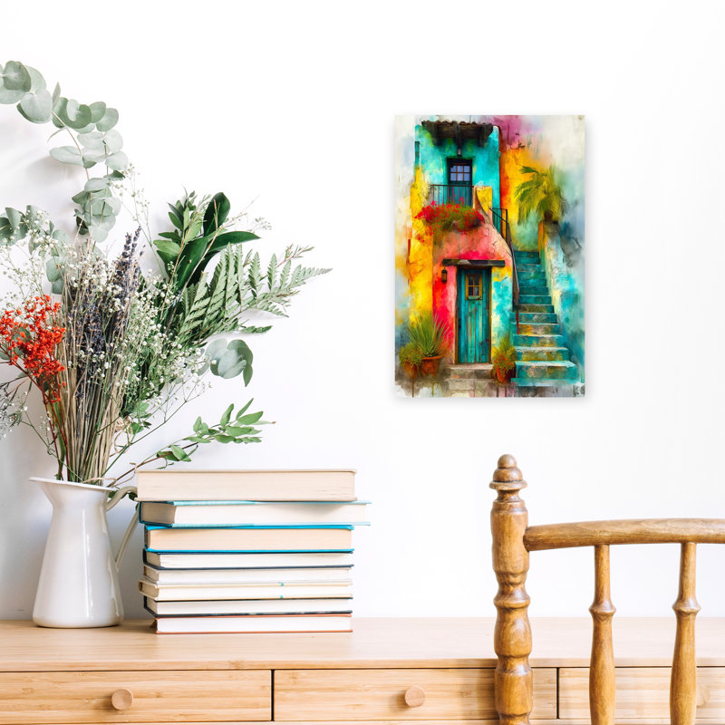 Art mural tropical coloré avec marches colorées, H 18 po x l 12 po