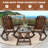 Wooden Adirondack Log Side Table, Cedar Wood Outdoor Square End Table W/Slatted Tabletop, Oversize 19.5" Indoor Outdoor Patio Side Coffee Table For Garden Patio Backyard Porch-550939574