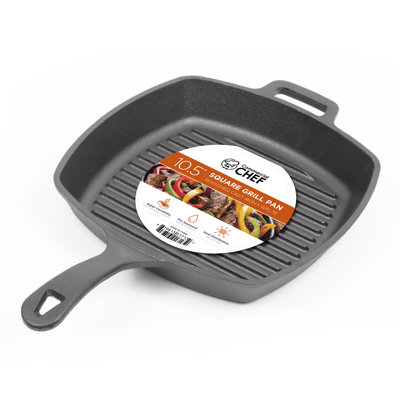CHCI Series Commercial Chef 10.5" Cast Iron Square Grill Pan