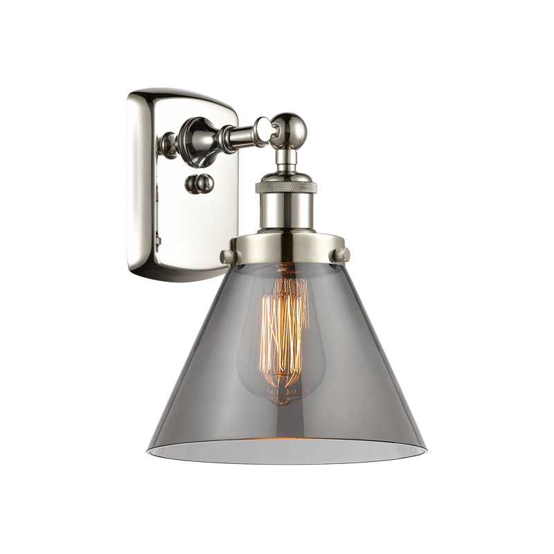 Applique murale 1 lumière 8 po Ballston Urban Cone , Plaqué couleur fumée, Nickel poli, DEL