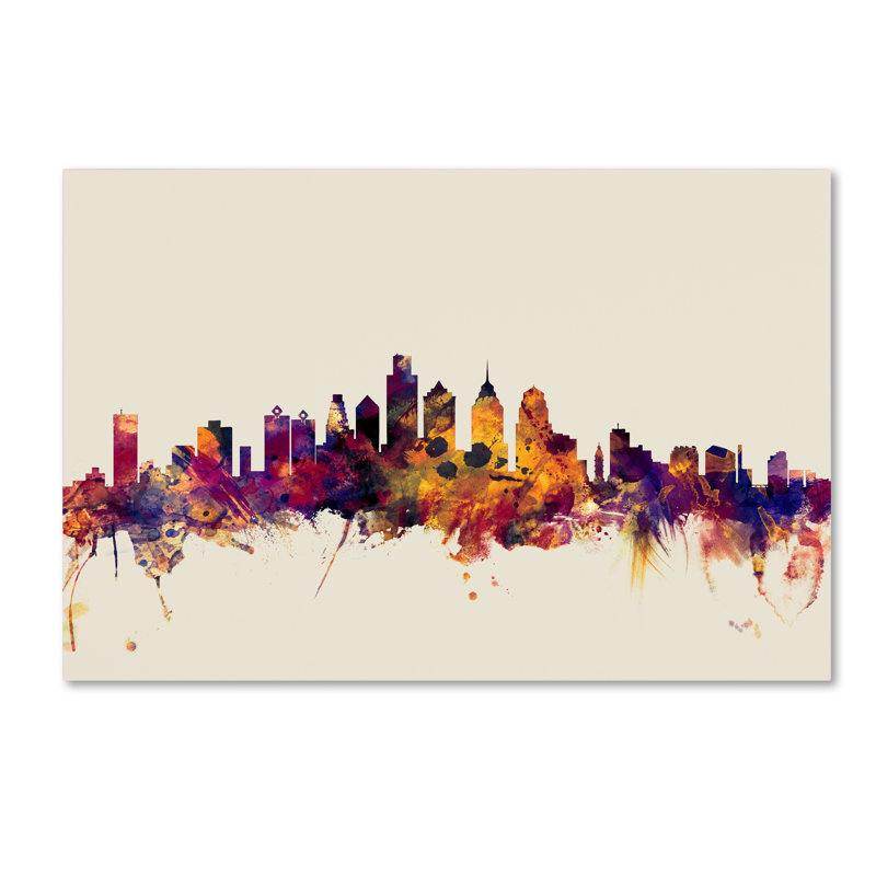 « philadelphia pennsylvanie horizon », impression sur toile tendue, H 16 po x l 24 po x P 2 po