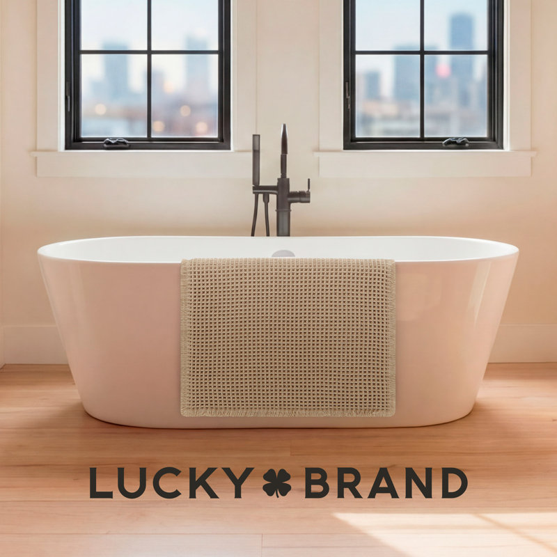Lucky Brand Taylor Solid Waffle Weave 1-Piece Bath Rug, Single - 60" L x 24" W, Beige