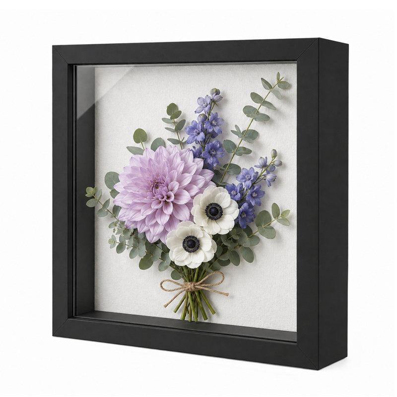 Cadre photo Shadow Box avec panneau de feutre blanc et punaises, Panneau de feutre blanc et punaises, 8 po x 8 po