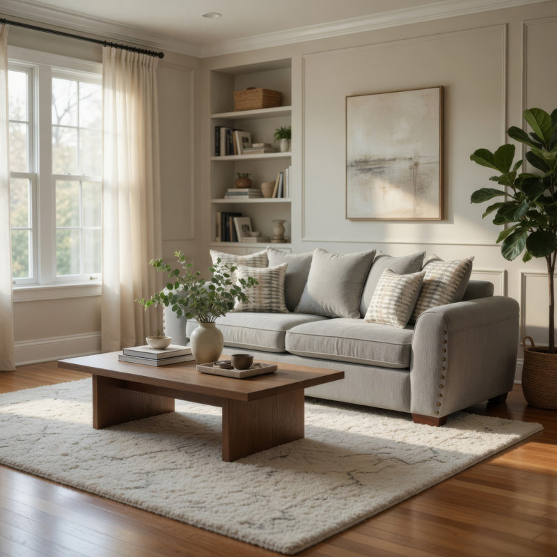 Canapé Gini, 7 coussins décoratifs, garniture cloutée, chenille grise, 82 pouces