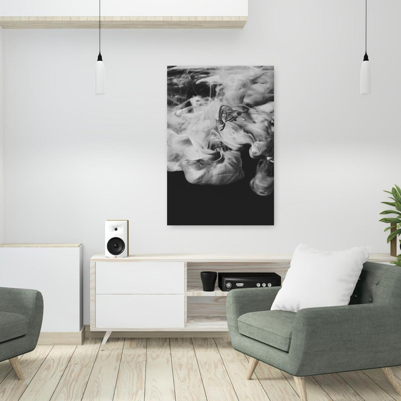 Art contemporain abstrait à l'encre noire, H 36 po x l 24 po