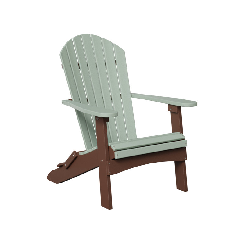 Berlin Gardens Comfo Back Folding Adirondack Chair, Seafoam/Chocolate Brown