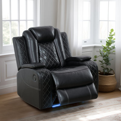 37.5" Black Faux Leather Reclining Chair